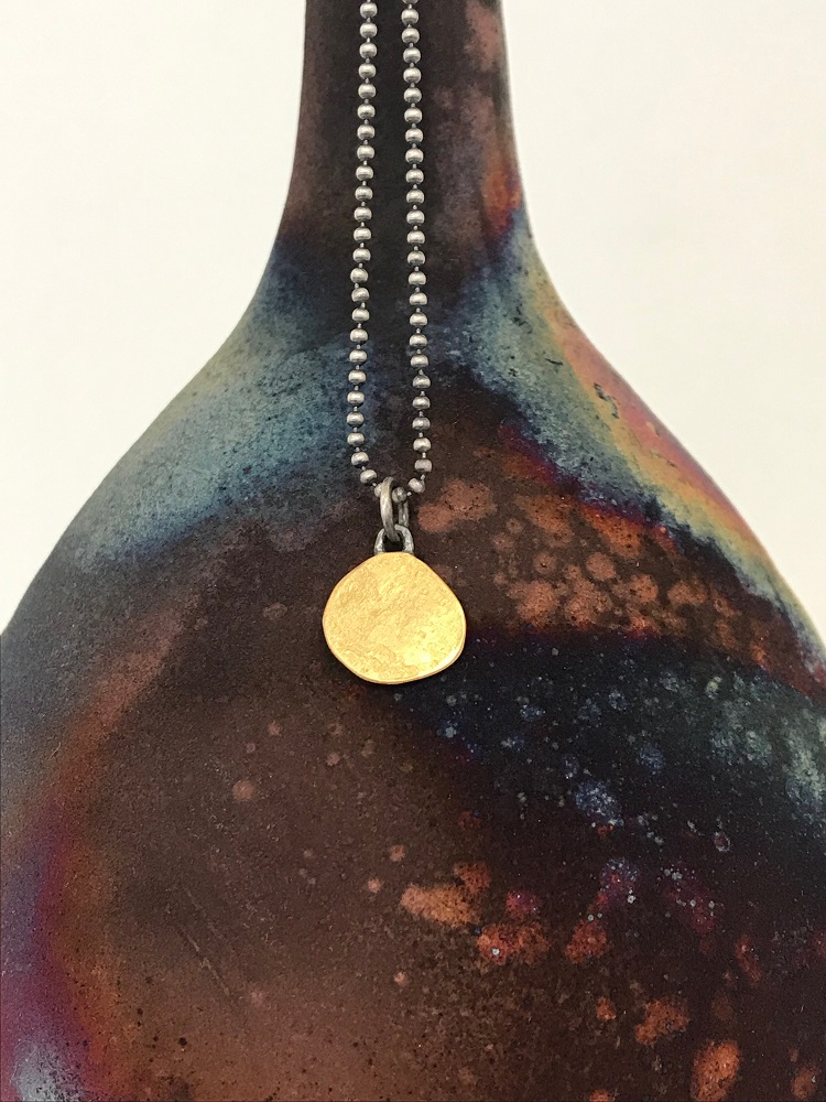 Necklace - Beaten gold disk